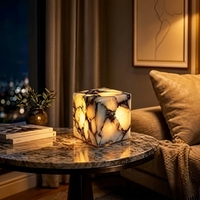 Lampe de table LED moderne en marbre naturel à piles pour chambre à coucher, veilleuse, style européen de luxe, éclairage d'ambiance décoratif