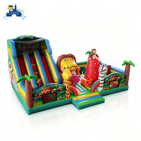 Parc de jeux gonflables géant Safari Jungle, toboggan gonflable commercial à thème animalier pour enfants
