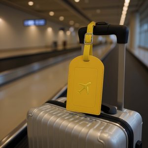 Hb Sport <b>Luggage</b> <b>Tag</b> 7x11cm Yellow With Airplane Logo For Travel Bag - Product Image 2
