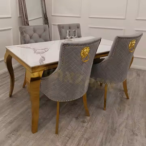 Italian Furniture <strong>Luxury</strong> <strong>Dining</strong> Table <strong>Set</strong> 4 <strong>6</strong> 8 <strong>Chairs</strong> Restaurant <strong>Dining</strong> Table and <strong>Chair</strong> <strong>Set</strong> Stainless Steel Marble <strong>Dining</strong> Table - Product Image 5