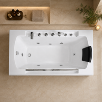 Baignoire Spa de Luxe 850x1500mm à Immersion Profonde pour Salle de Bain avec Poignées et Appui-tête Unique