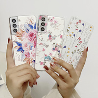 Étui de téléphone léger antichoc en TPU imprimé avec des motifs de fleurs et de papillons de 1,5 mm pour S23 Ultra et autres modèles