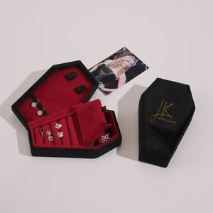 Boîte à bijoux en velours en forme de cercueil, design personnalisé, vente en gros, boîte de rangement pour bagues, coffret cadeau, boîte à bijoux cercueil - Product Image 2