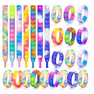 Kids Eco-Friendly PVC Foam PU Fidget Toy <b>Push</b> <b>Pop</b> Bubble Bracelet Multi-Color Silicone Customizable Stress Adjustable Unisex - Product Image 1