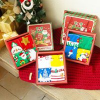 Coffret cadeau de Noël, chaussettes, lot de 4 paires, dessin animé Père Noël, chaussettes épaisses et chaudes pour l'hiver, chaussettes pour hommes, femmes, couples, cadeau de fête pour offrir