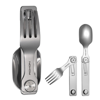 Fourchette-cuillère en acier inoxydable RON, pratique, pour le camping en plein air, série d'équipements pliables, couverts portables multi-usages, toutes saisons