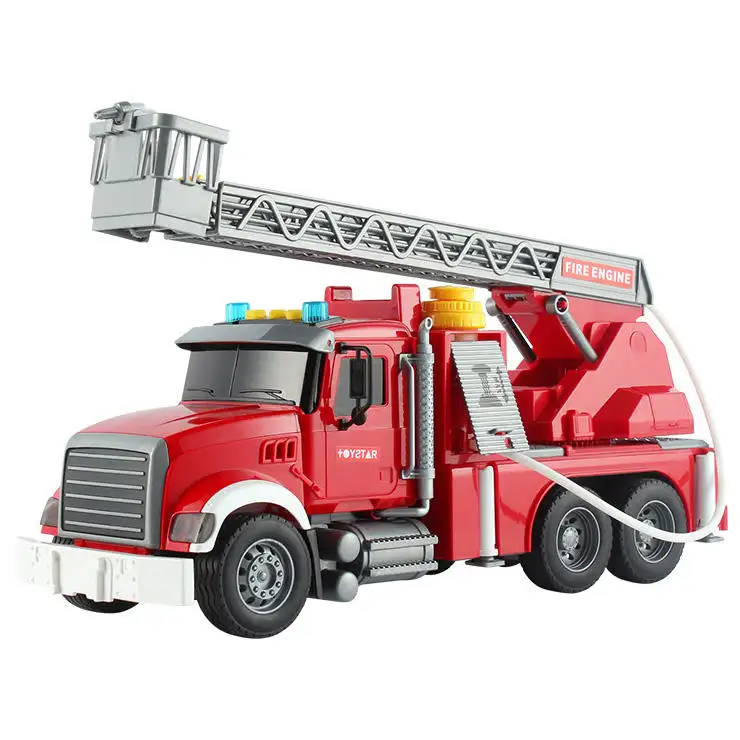 Friction Engineering Vehicle Boy Toy 1:12 Plastic Fire Engine Truck Toy With Light Music