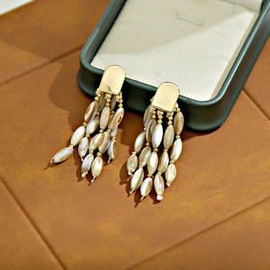 Boucles d'oreilles à pampilles perlées, style bohème, franges pendantes, bijoux pour femmes - Product Image 2