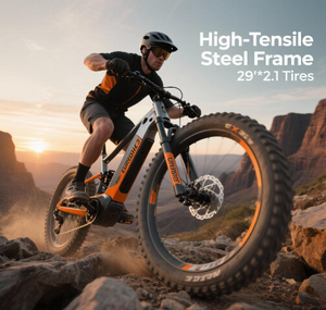 Vélo <span class=keywords><strong>de</strong></span> <span class=keywords><strong>course</strong></span> électrique rétro <span class=keywords><strong>de</strong></span> 29 pouces avec <span class=keywords><strong>assistance</strong></span> au pédalage, 21 vitesses, cadre en acier, frein à disque, moteur à moyeu arrière, pneus premium - Product Image 1