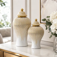 Vase en céramique Qianrui, style léger et luxueux, avec décor circulaire électro-plaqué, décoration d'intérieur, ornement de table pour le salon