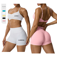 Ensemble de sport et yoga respirant le plus vendu : Soutien-gorge de sport uni et short de yoga trois-quarts effet fessier galbé BB202+62423