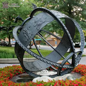 בציר פליז מותאם אישית גודל ברונזה Armillary כדור שמיימי גלוב פיסול