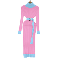 Robe en queue de poisson conception de sororité grecque Style Preppy Patchwork robe pull à ceintures personnalisées