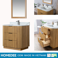 Meuble-lavabo de salle de bain en bois massif sur pieds de 36 pouces avec lavabo