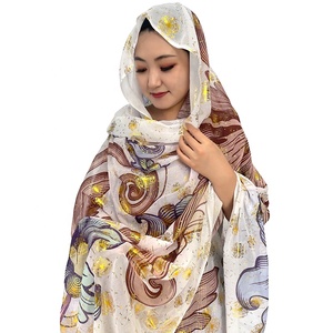 Abaya Dubai Sudanese Women Toub swiss Cotton Voile Dress Five Yards Digital <strong>Printed</strong> Top Design Sparkly Japanese <strong>Fabric</strong>
