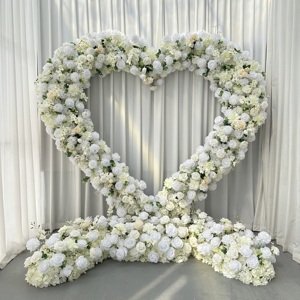 Arco artificiales de flores rosas blancas para boda, arco de flores con forma de corazón, telón de fondo, arco de flores de corazón de amor de lujo para decoración de eventos - Product Image 3