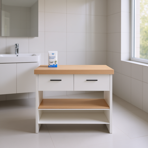 Estante para Baño de 39.4x19.7 Pulgadas, Madera Sólida Tratada, 2 Niveles, Diseño Minimalista Independiente - Product Image 2