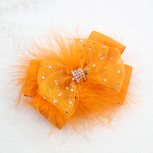 <span class=keywords><strong>Barrette</strong></span> à <span class=keywords><strong>cheveux</strong></span> en plumes de marabout scintillantes pour concours de beauté, avec strass, nœud en plumes de princesse pour anniversaire, <span class=keywords><strong>barrette</strong></span> pour tout-petits et enfants - Product Image 4