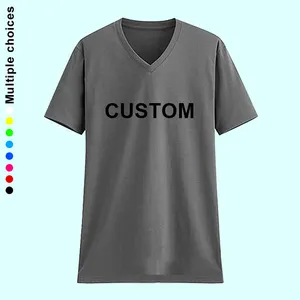เสื้อยืดคอกว้างผู้ชายขายส่ง พิมพ์ลายตามสั่ง รูปภาพ/โลโก้ของคุณเอง ผ้าคอตตอนถักเนื้อแน่น 100% สีขาว - Product Image 1