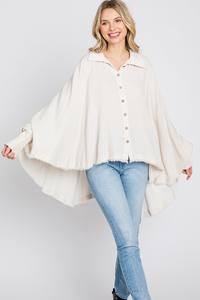 เสื้อเบลาส์ผ้าฝ้ายลินินสำหรับผู้หญิง,กระดุมล้างหน้าช่วงฤดูใบไม้ผลิผ้าโปร่งผ้าฝ้ายสองชั้น - Product Image 6