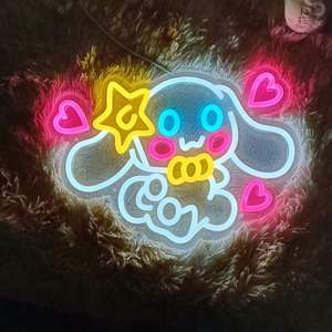 Cinnamoroll enseigne au néon art mural LED néon chambre salle <span class=keywords><strong>de</strong></span> <span class=keywords><strong>jeux</strong></span> décoration personnage <span class=keywords><strong>de</strong></span> dessin animé japonais chien image mignon décor à la maison nuit - Product Image 2