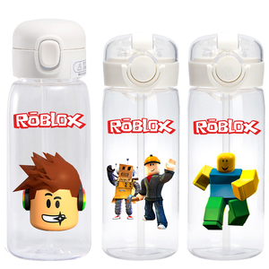 แก้วน้ำพลาสติกใสลายการ์ตูน <span class=keywords><strong>Roblox</strong></span> ขนาด 400/600 มล. พร้อมหลอดดูด ขวดน้ำลายหุ่นยนต์ DynaBlocks ของขวัญวันหยุดสำหรับเด็กผู้ชาย - Product Image 1