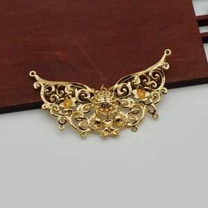 Pendentif Double Bonheur creux plaqué cuivre, or et argent pour coiffure de mariage Hanfu, accessoires de coiffure de mariée - Product Image 4