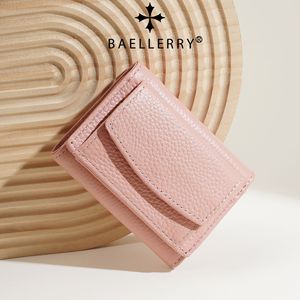 กระเป๋าใส่เหรียญหนังแท้สำหรับผู้หญิง Baellerry กระเป๋าสตางค์ขนาดเล็กสีพื้นลายลิ้นจี่ สำหรับจัดเก็บของใช้ในบ้าน - Product Image 3