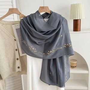 Hiyab de Chifón de Lujo con Bordado Étnico, Pañuelo Largo para el Cabeza, Estilo Musulmán de Malasia y Medio Oriente, Hiyab de Chifón Económico - Product Image 6