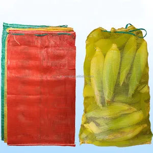 Bolsa de malla con cordón para embalaje de verduras, cebolla, patatas, leña, zanahoria, fruta, Color Rojo