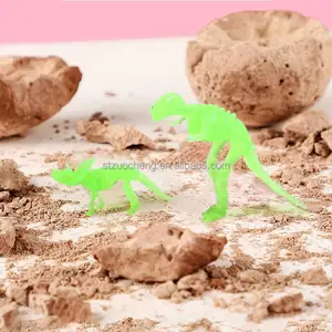 Kit dig kit fosil dino plastik populer mainan penggali kerangka dinosaurus fosil bercahaya DIY untuk anak-anak