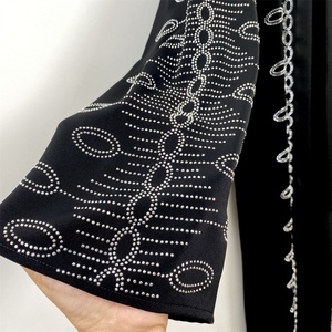 1424 # Abrigos Modestos Premium para Mujeres Musulmanas, Abaya Abierta Nida con Lentejuelas, Abrigo Largo Negro con Bolsillos Laterales - Product Image 6