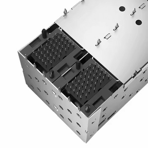 2007637 góc bên phải Báo Chí phù hợp với bảo vệ ganged 2x2 SFP + receptacle lồng sợi thiết bị quang - Product Image 4