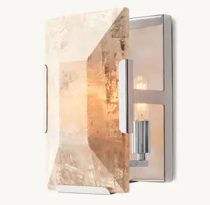 Sunwe New Design Marble Modern Indoor Hotel Project Decorative Polished Stainless Steel Harlow Calcite Sconce