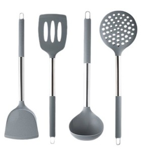 Spatule en silicone antiadhésive de qualité alimentaire, résistante aux hautes températures, n'abîme pas les casseroles ni les poêles, ensemble de louches à soupe, usage domestique - Product Image 2