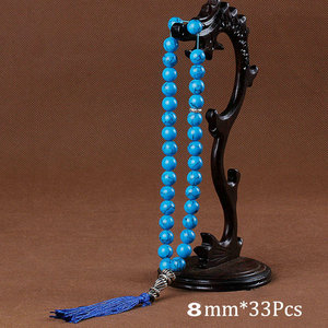 Pendentif à pampilles en perles d'agates noires en pierre naturelle, 33 perles de prière, Tasbih islamique musulman, chapelet Allah, bijoux de méditation pour hommes et femmes - Product Image 2