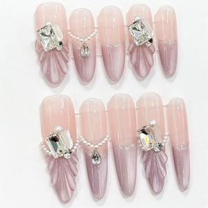 <span class=keywords><strong>Uñas</strong></span> Postizas <span class=keywords><strong>de</strong></span> Lujo con Diseño <span class=keywords><strong>de</strong></span> Charms 3D, <span class=keywords><strong>Uñas</strong></span> Acrílicas Hechas a Mano - Product Image 1
