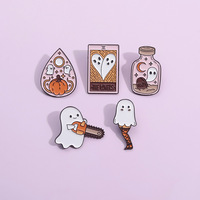 Mignon Citrouille Halloween Tarot Les Amoureux Tronçonneuse Bas Fantôme Broche Métal Émail Épinglette