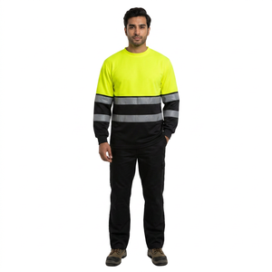 Wholesale Custom Road Safety Long Sleeve T Shirt Hi Two Tone Work <b>Polo</b> T Shirt <b>Orange</b> Fluorescent <b>Polo</b> T Shirt - Product Image 1