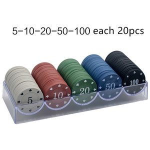 <span class=keywords><strong>Set</strong></span> di 100 Fiches da <span class=keywords><strong>Poker</strong></span> in Plastica, Gettoni per Giochi di Carte, Monete per Texas Hold'em - Product Image 6