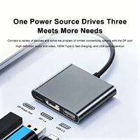 Convertidor de Video 3 en 1 4K 240Hz 100W PD USB 2.0 Tipo-C a DP 1.4, Hub USB para Laptop, Teléfono, Tablet, Hogar y Oficina