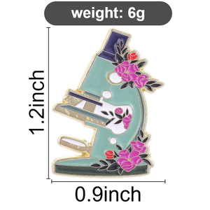 Pin Enamel Mikroskop Bunga, Bros Laboratorium Sains dengan Bunga Ungu Merah Muda untuk Dekorasi Ransel - Product Image 6