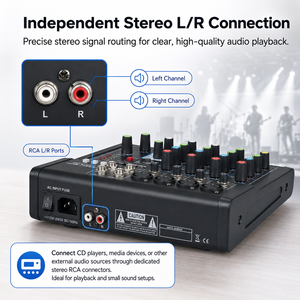 Consola Mezcladora de Audio Profesional A6R, Mezcladora de Sonido de 6 Canales con USB, BT 5.0, Alimentación Phantom de 48V, Efectos Integrados y Ecualizador - Product Image 6