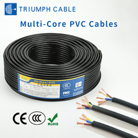 Kabel Listrik Fleksibel Multi Inti RVV 2 Core 3 Core 0.75mm 1.5mm 2.5mm Berisolasi PVC Kawat Tembaga Lunak 300V/500V