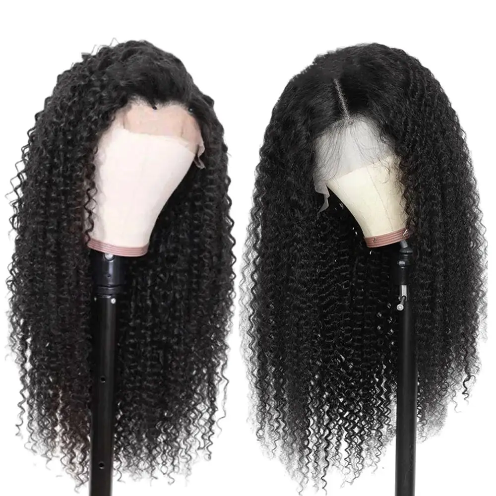 Cheap Brazilian Half 10A 360 13x6 HD Frontal Closure Full Lace Front Human Hair Kinky Curly Wig for Black Women with Baby Hair