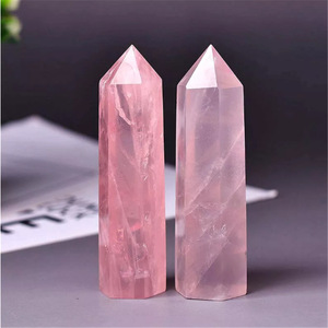 Tour de cristal de guérison en quartz <span class=keywords><strong>rose</strong></span> naturel à six points, baguette décorative pour la maison, cadeau de collection, vente en gros - Product Image 3