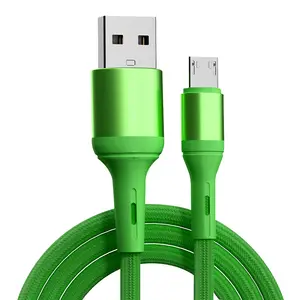 Vente chaude Nylon Tressé 3A 1M 2M coque en aluminium Adaptateur Données USB 2.0 Câble micro usb rapide