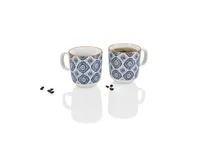 Service de table en porcelaine 2 pièces : 2 grandes assiettes, 2 bols, 2 tasses