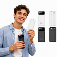 Grosir Pabrik Power Bank Plastik 22.5W Pengisian Daya Super Cepat 20000mAh Kapasitas Ultra Tinggi Kabel Terintegrasi Multi-Port
