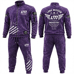 Survêtement Homme LONG MISSION INDUSTRY Violet Uni avec Fermeture Éclair Intégrale, Design Sportif, Impression par Sublimation, Respirant, 100% Coton Léger - Product Image 5
